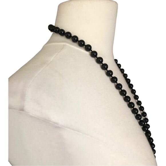 Vintage Amy Taylor Marked Black Beaded Pearly Black Pendant Necklace EUC - Picture 12 of 15